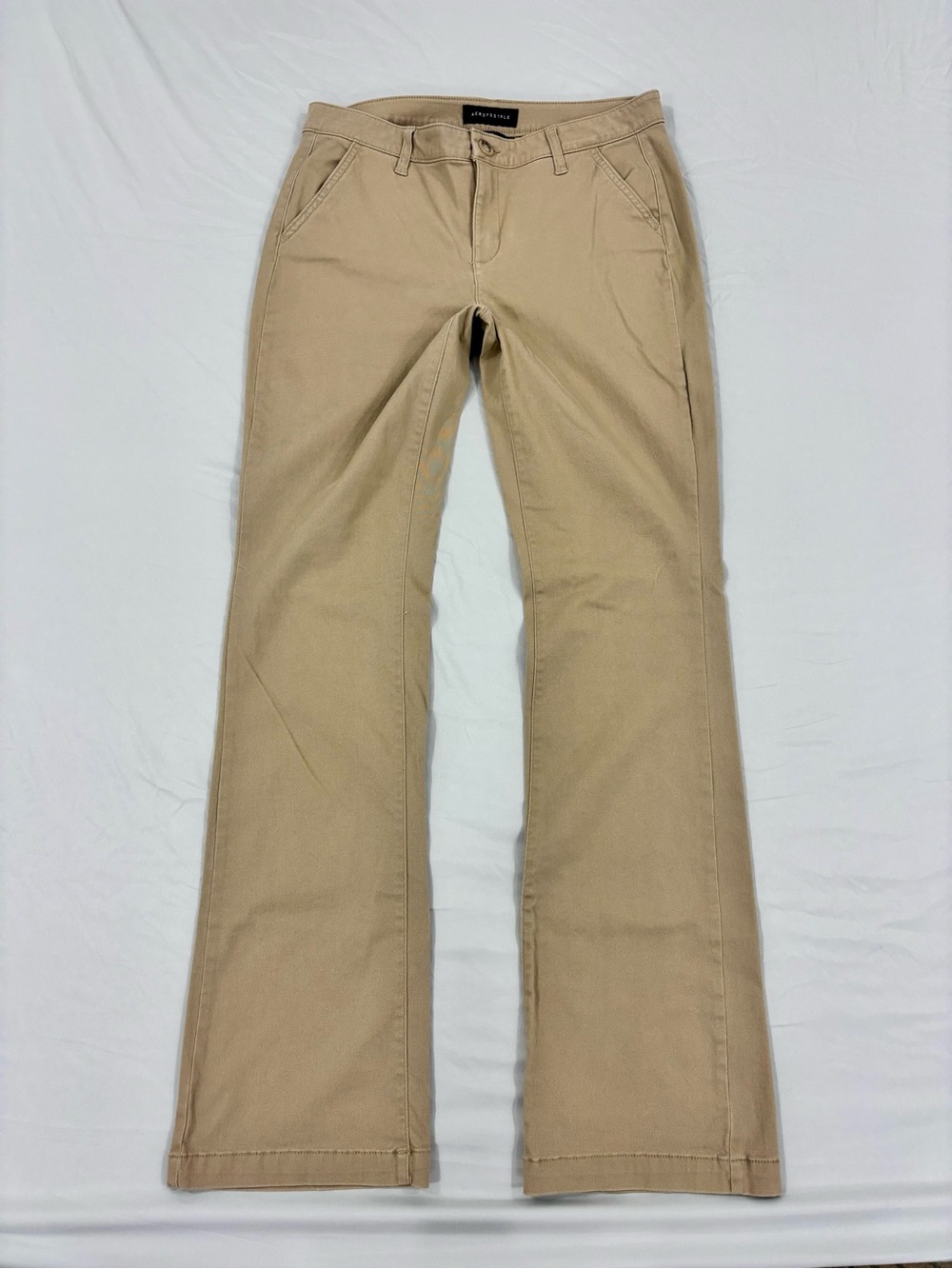 Aeropostale Khaki Low-Mid Rise Bootcut Tan Khaki Pants Trousers Womens Size 8L